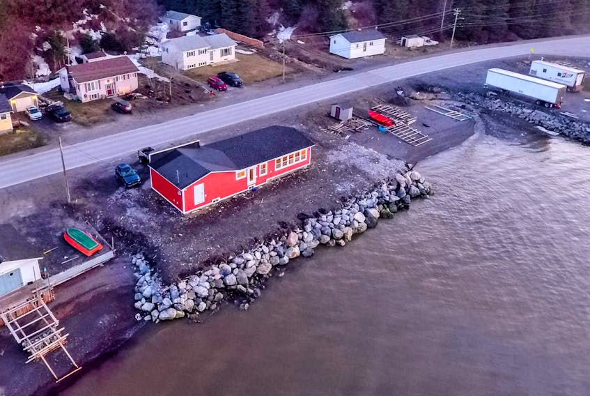 This recent aerial photo captured by a drone shows the site of Everoutdoor Adventures and The Saltbox restaurant in Humber Arm South. Expected to open later this summer, the business will soon feature a waterfront deck and dock facility.