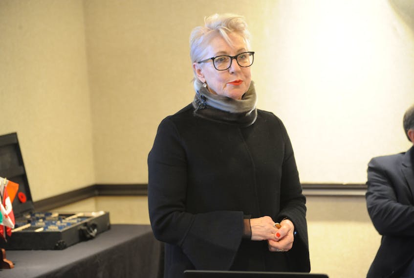 Sharon McLennon, director of the Newfoundland and Labrador Workforce Innovation Centre, speaks to members of the Rotary Club of Corner Brook Thursday.