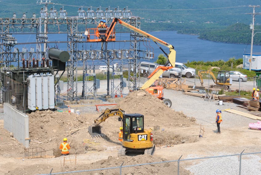 Crews work on rebuilding the Bayview Substation in Corner Brook East. Newfoundland Power has a portable substation on the site during the $2.9-million project to ensure continuous service to its customers.