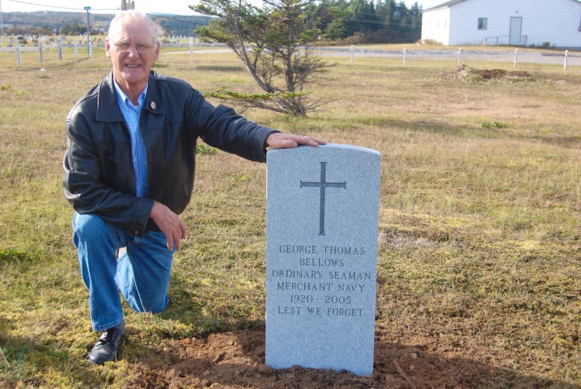 Carl Walsh of Boswarlos is proud of a new military style grave marker that has been placed on the final resting place of his cousin George Bellows at St. James Anglican Church Cemetery in Port au Port East.