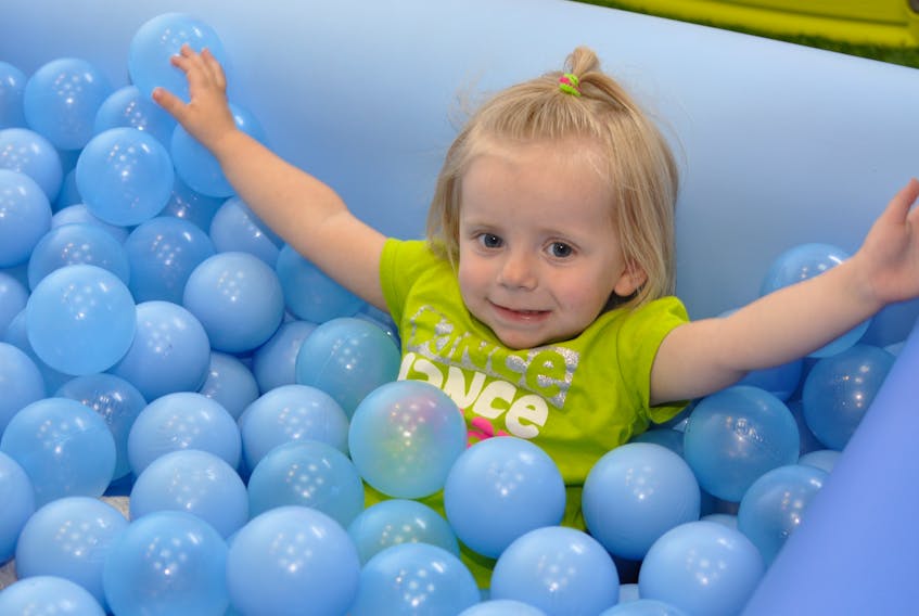 Two-year-old Emma Rideout was enjoying hanging out in the ball pit at Namaste and Play recently. The indoor playground and yoga studio for children is located in the Valley Mall in Corner Brook.