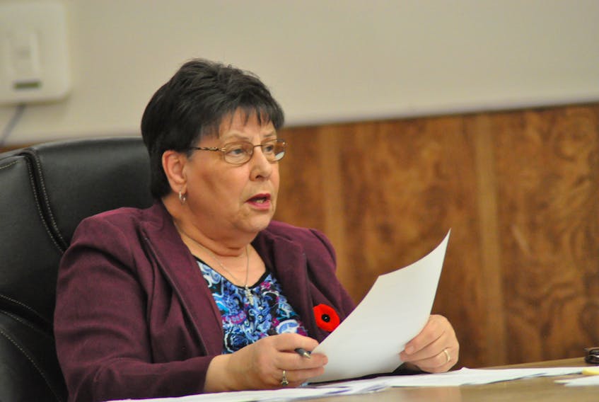 Coun. Laura Aylward is seen during discussion at the regular general meeting of the Stephenville town council on Thursday.