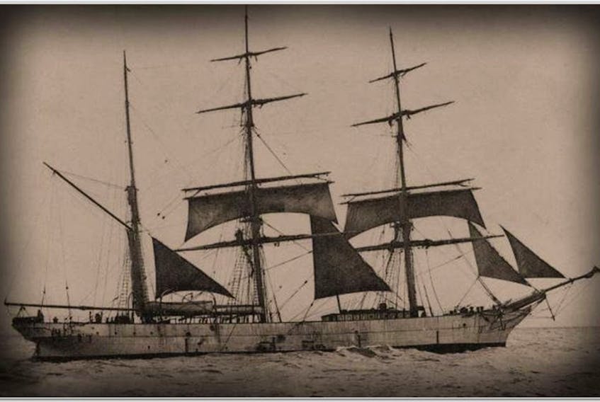 This image shows a ship that was believed to look like The Arran, a ship which a number of boys who were stowaways were put off onto the ice in St. George’s Bay back in May of 1868.