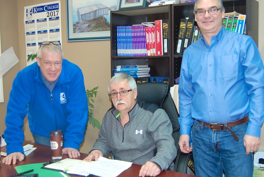 Members of the Stephenville Downtown Business Improvement Association want residents and businesspeople to do an online survey to let consultants know anything they’d like to see in downtown improvements. Posing for a photo are from left: Ian Stokes, president of the Downtown BIA; Bob Byrnes, project chair; and Dave Walsh, BIA vice-president.
