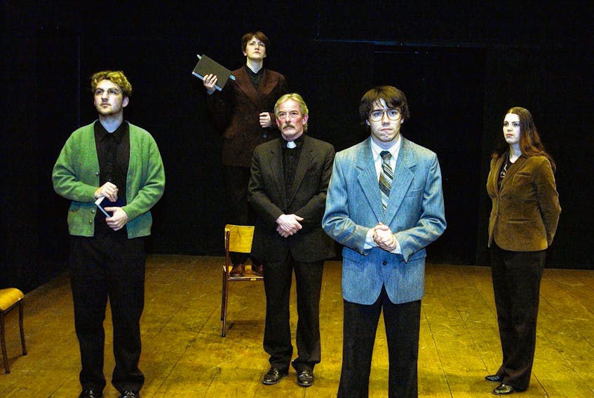 Shown is posed photo of Grenfell's 2004 production of "The Laramie Project," directed by Todd Hennessey.