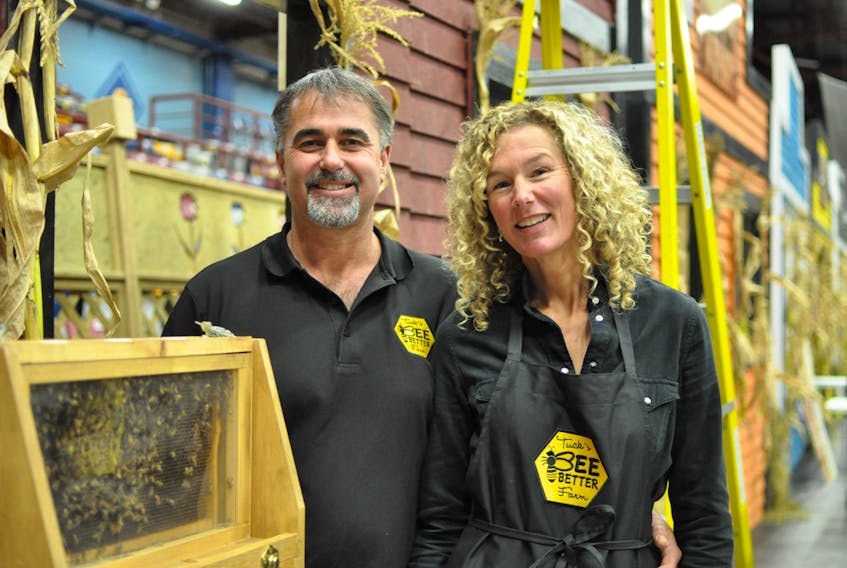 Trevor Tulk and Kim Thompson of Tulk’s Bee Better Farm are at the Agriculture Expo at the Corner Brook Civic Centre this weekend.