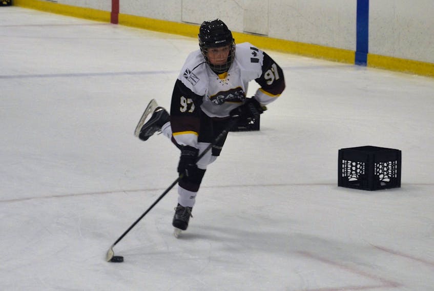 Spencer Caines, a former forward with the Western Kings AAA peewee hockey team, is pursuing hockey at a higher level this season at the Ontario Hockey Academy based in Cornwall, Ont.
