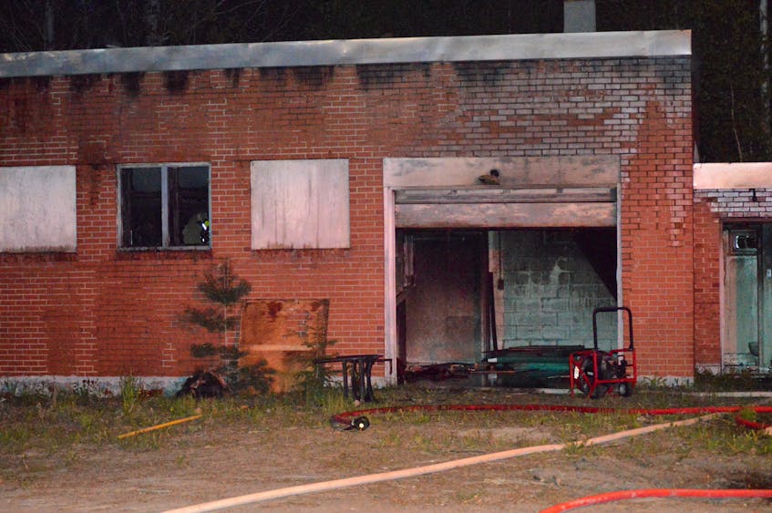 The Corner Brook Fire Department is still on the scene of a fire at the old pump house building on Mount Bernard Ave. in Corner Brook tonight. A firefighter on the scene said the cause of the fire is not known at this time. The building was engulfed in flames when firefighters arrived and they concentrated on an interior attack. The fire was under control before 10:30 p.m. and the department was concentrating its efforts on mop up of the scene. There was no one in the building, which once housed the Bay of Island Search and Rescue, when firefighters arrived. A Royal Newfoundland Constabulary officer on the scene said the fire is being investigated as suspicious. Mount Bernard Avenue has been closed to traffic in the area of the fire.