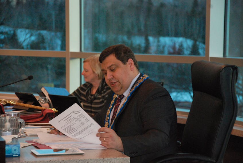 Corner Brook Mayor Jim Parsons is shown during the March 12 city council meeting.