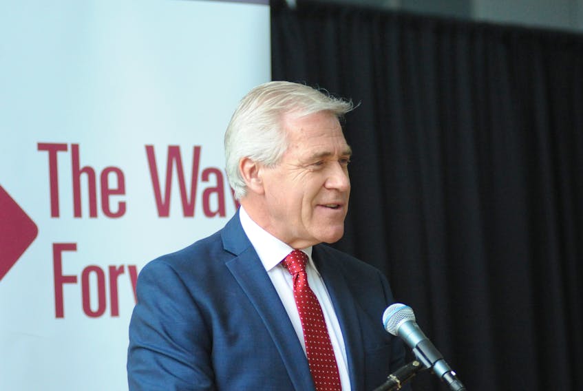 Premier Dwight Ball announces the awarding of the construction contract for the cute care component of the new regional hospital being built in Corner Brook Friday morning.