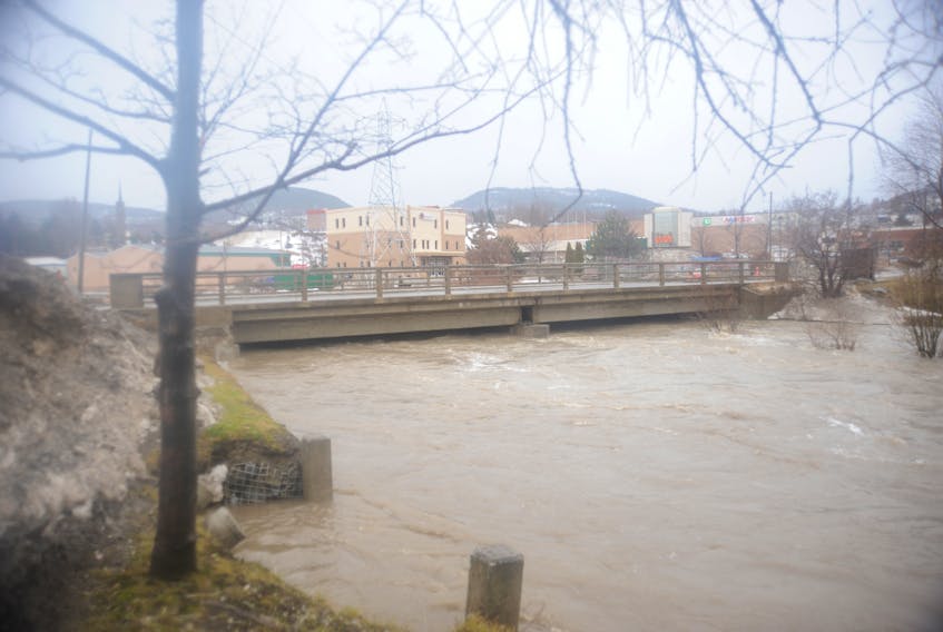 The City of Corner Brook closed the Main Street bridge to all traffic because of the rising waters in the Corner Brook Stream.