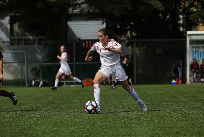 Stacey Hanlon of the Memorial Sea-Hawks women's soccer team is the latest AUS female athlete of the week. — Memorial Athletics photo/Allison Wragg