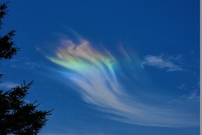Larry Burt reached for his camera when he saw this stunning cloud in the sky. It was noon on Monday and he was looking southward from his property in Lower Onslow, N.S. He was curious about it and so were many others who happened to see the optical phenomenon.
