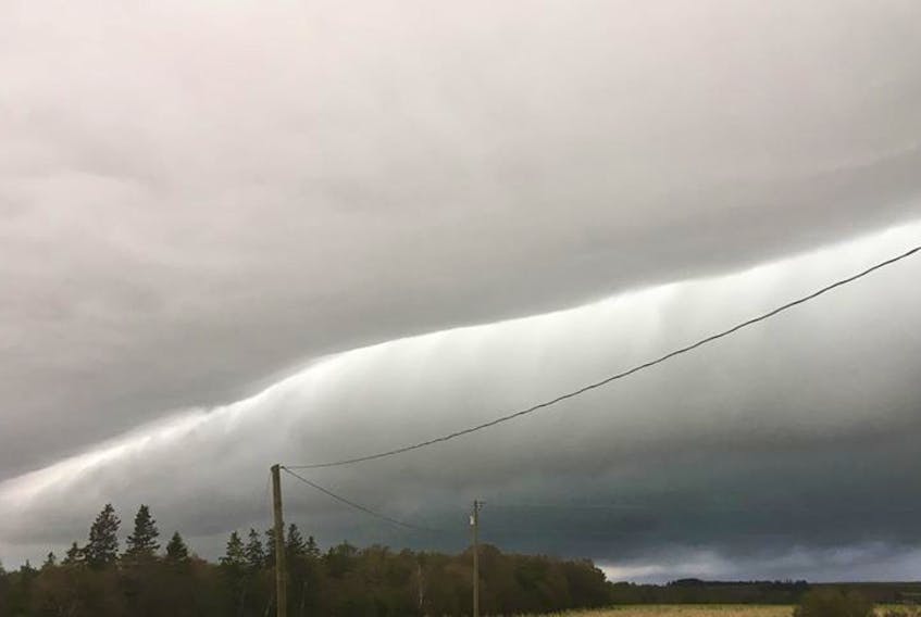 Ellen and Theo Kouwenberg spotted this rare roll cloud over the Vernon River area on P.E.I. Tuesday morning. Three minutes later, a wild storm hit with heavy rain, hail, thunder, lightning and damaging wind.