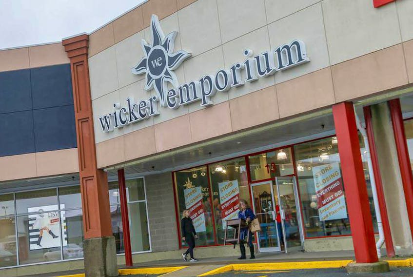 Customers leaving the Bayers Lake location of Wicker Emporium on Thursday. The chain announced it is closing.