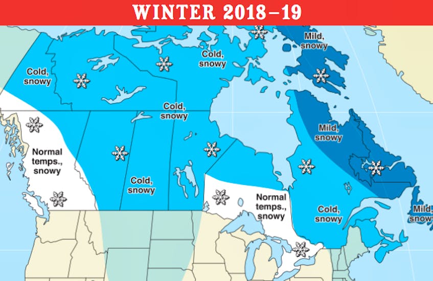 The Old Farmer's Almanac is predicting a cooler and snowier winter across the Maritimes.