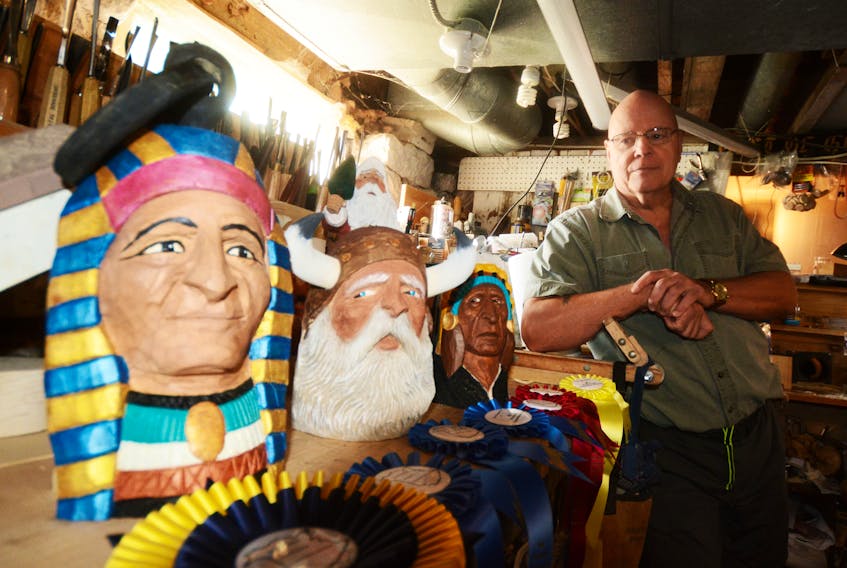 Amherst’s Ian McLeod, seen here in his wood-carving shop, recently attended the New Brunswick Wood Carving Competition and Sale, where he received many awards and accolades, including the J.D. Irving, $1,500 Purchase Award.