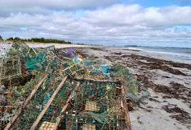 A pile of lobster traps await pick-up at the Crow Neck Beach in East Baccaro after a shoreline cleanup on Sept. 25, 2019.   A just launched collaborative project being led by Coastal Action, Mahone Bay will be tackling the ghost gear fishing issue in southern Nova Scotia on multiple fronts.