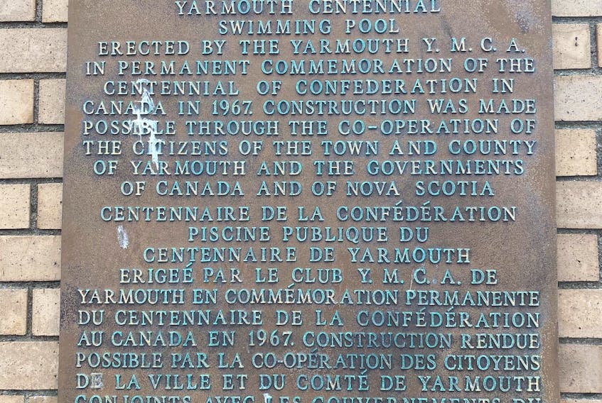 A plaque outside the Yarmouth YMCA, which speaks to its history. CARLA ALLEN PHOTO