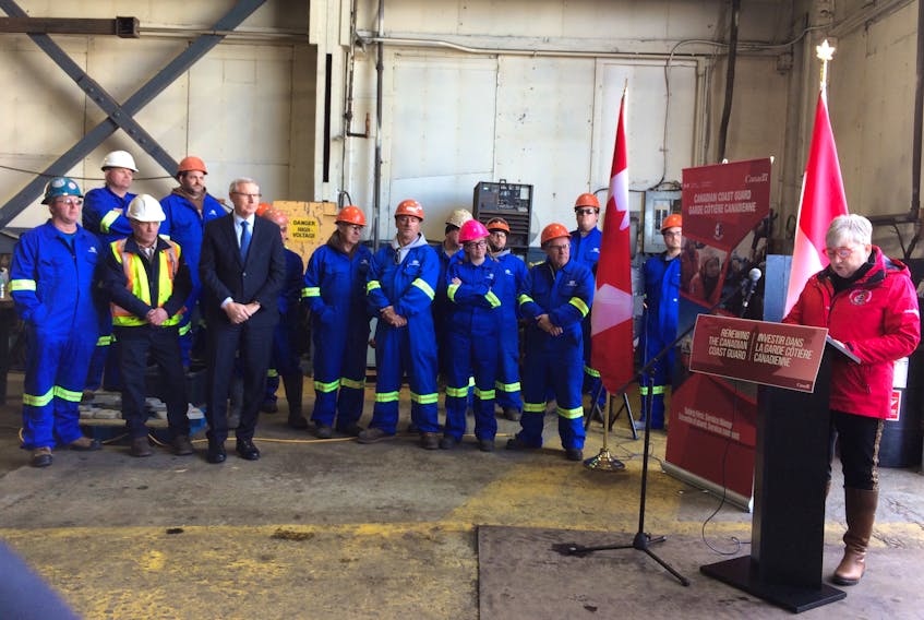 Bernadette Jordan, Minister of Fisheries, Oceans and the Canadian Coast Guard, announced on Monday, March 2, that Shelburne Ship Repair will be doing a $12.1 million retrofit of the Canadian Coast Guard Ship (CCGS) light icebreaker, the Edward Cornwallis. KATHY JOHNSON PHOTO
