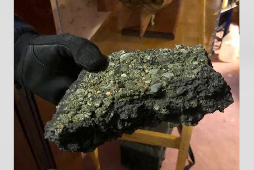 This large chunk of asphalt was thrown through a window of a home in the Town of Yarmouth on the evening of April 30. There have been other similar vandalism cases in recent weeks. CONTRIBUTED
