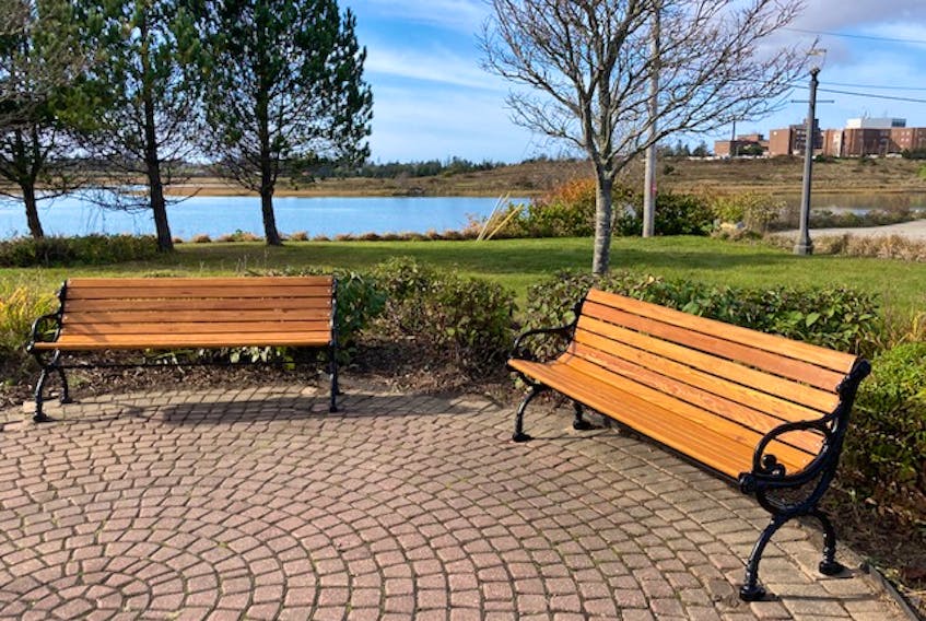 Refurbished benches in Heritage Park and Frost Park feature beams from the former Dominion Textiles cotton mill in Yarmouth.