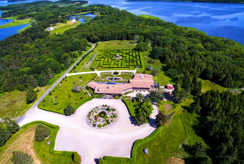 The Shangri-la estate of 290 acres on Roberts Island in Yarmouth County includes a four-car garage, an indoor swimming pool, labyrinth, guest house, boat house and more.