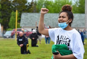 A Black Lives Matter march and rally was held in Digby on June 11. Ganaie Miller calls out: "Black Lives Matter." TINA COMEAU PHOTO