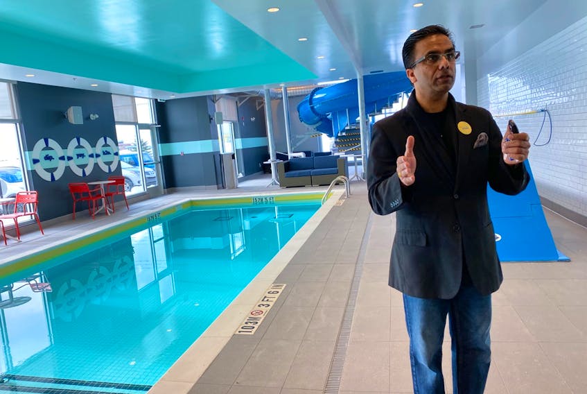 Azher Razvi, general manager for the Yarmouth Tru by Hilton, provided a tour of the building after the ribbon-cutting. The pool is one of the more popular features in the new hotel.