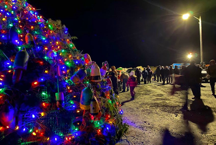 A group of volunteers in Port Maitland built a Christmas tree out of lobster traps on the wharf. The "tree lighting" was held on Nov. 18.
Carla Allen Photo