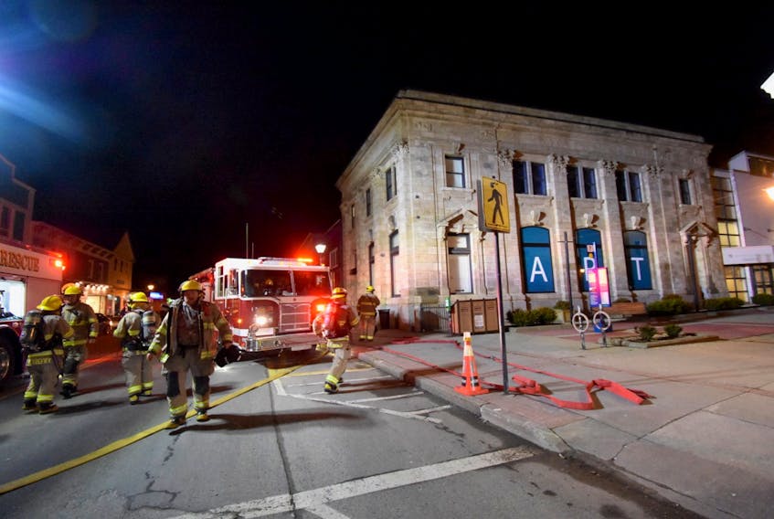 Yarmouth firefighters traced the smell of smoke at the Western Branch of the Art Gallery of Nova Scotia in Yarmouth to an overheated motor in the ventilation system after being alerted by an alarm the evening of Jan. 28. TINA COMEAU PHOTO