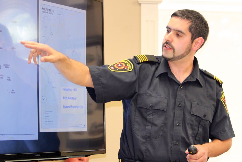 Aaron Pottier, chief of the Quinan & District Volunteer Fire Department, during a June 26 presentation to Argyle municipal council.