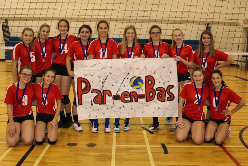 The Par-en-Bas junior girls volleyball team, silver medal medallists in regionals at Bluenose Academy. JOLYNN MUISE PHOTO