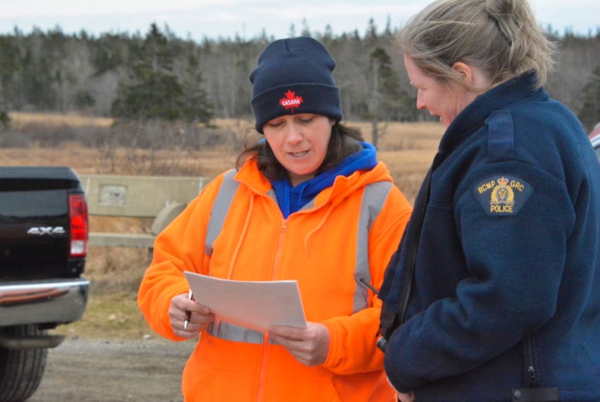 The Yarmouth County Ground Search and Rescue Team were on scene assisting the RCMP in a search for evidence along a wooded trail on Friday, March 2