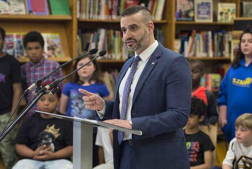 Education Minister Zach Churchill provided an update on Students First, a report from the Commission for Inclusive Education at St. Joseph's Alexander McKay School on Tuesday, May 8. RYAN TAPLIN PHOTO