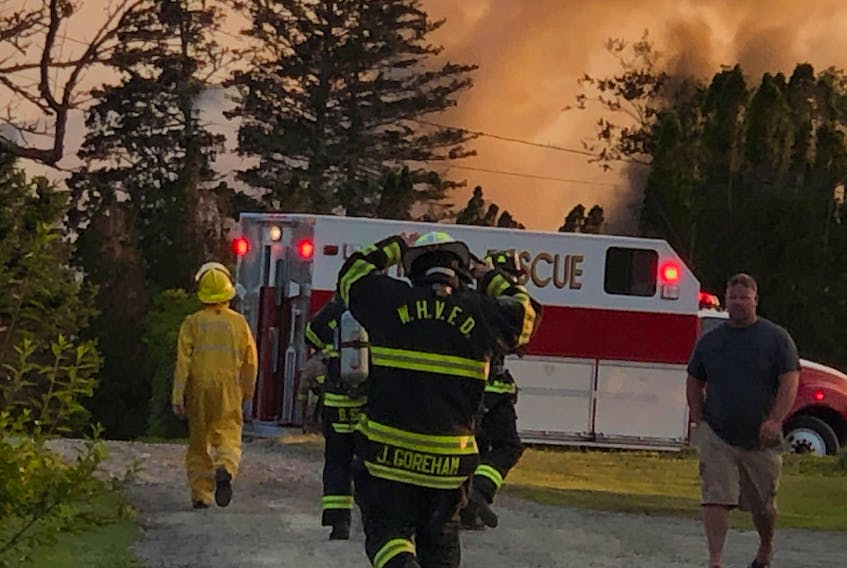 Several fire departments responded to a house fire in Argyle, Yarmouth County on Aug. 7. The structure could not be saved. PHOTO COURTESY DARRYL LEBLANC