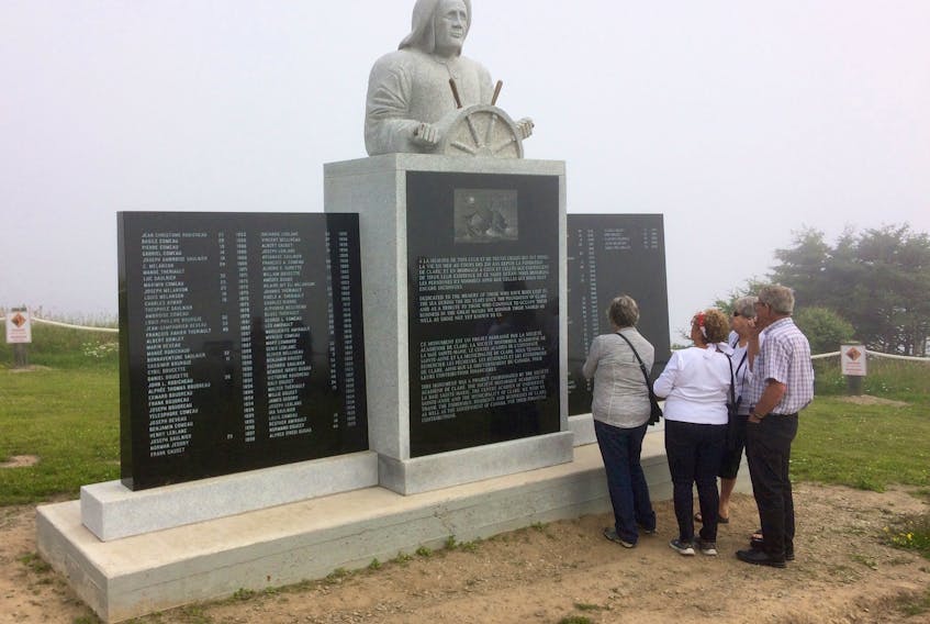 The fog was pretty thick on July 5 when Cape Saint Mary Lighthouse Park was officially opened. The park’s focal point is a monument bearing the names of people from Clare who lost their lives at sea. The granite mariner at the top of the monument was carved by local sculptor Marc Graff.