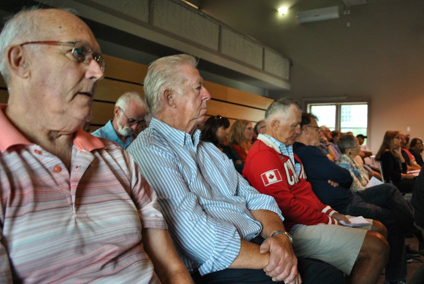 People listen to the speakers at the provincial Electoral Boundaries Commission review hearing in Shelburne on Sept. 7. KATHY JOHNSON PHOTO