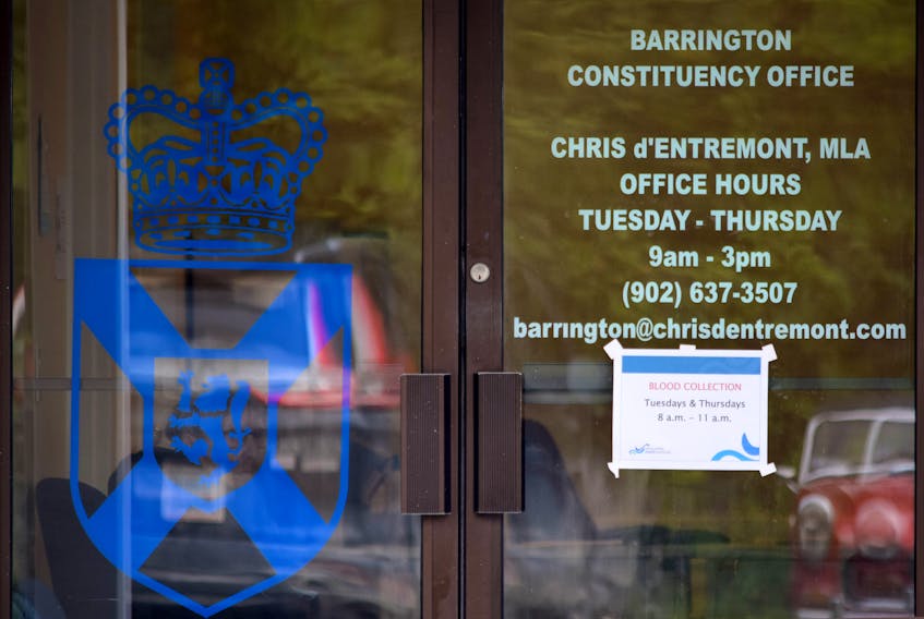 Blood collection has resumed at a temporary location at the Barrington Passage constituency office of Argyle-Barrington MLA Chris d'Entremont.