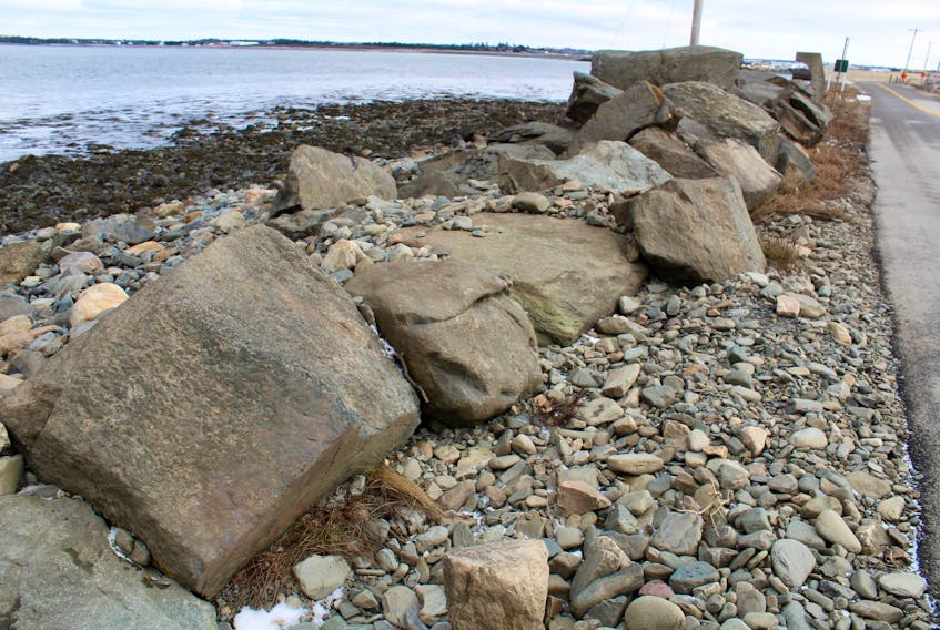 More armour stone is needed on the north corner entering Cape Forchu, says councillor Loren Cushing. The beach stone that’s washing through is an indicator of the need.