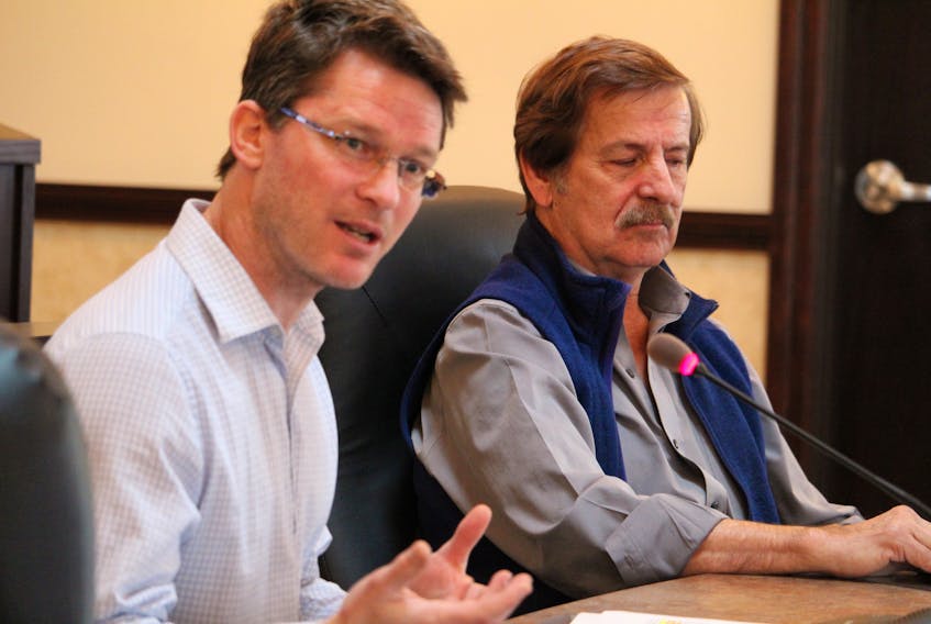 Larry Phillips, prevention and health promotion co-ordinator with Mental Health and Addictions, and committee member Guy Surette, a Municipality of Argyle councillor, presented an update on the Yarmouth County Municipal Alcohol Project on Feb. 14.