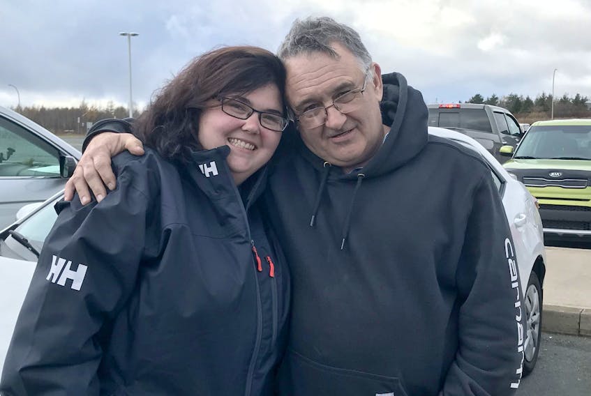 Becky Myers, 31, met her biological father Darryl Chetwynd for the first time at Halifax Stanfield International Airport on Friday, Nov. 17.
