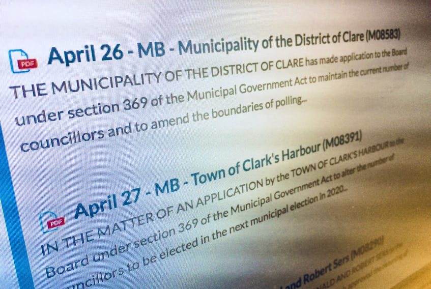 UARB hearings on council sizes in Clare and Clark's Harbour.