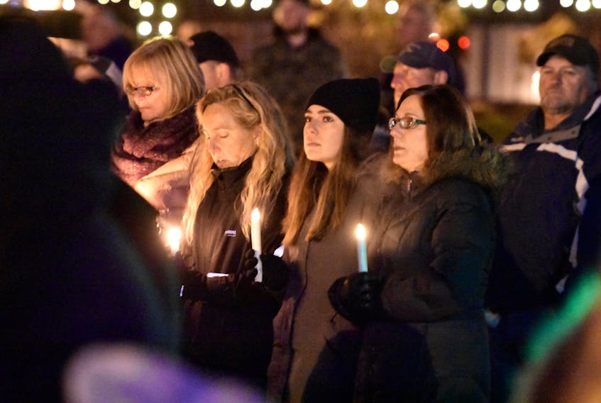 In the wake of a tragedy that claimed the life of a four-year-old girl at Yarmouth's annual Christmas parade of lights, a candlelight vigil was held in Frost Park on Nov. 26. TINA COMEAU PHOTO