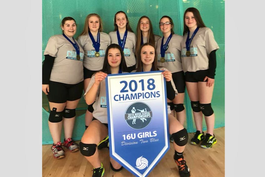 The Digby Crossfires 16U Orange team won the provincial Tier 3 championship in the Division Two Blue category of Volleyball Nova Scotia provincials.