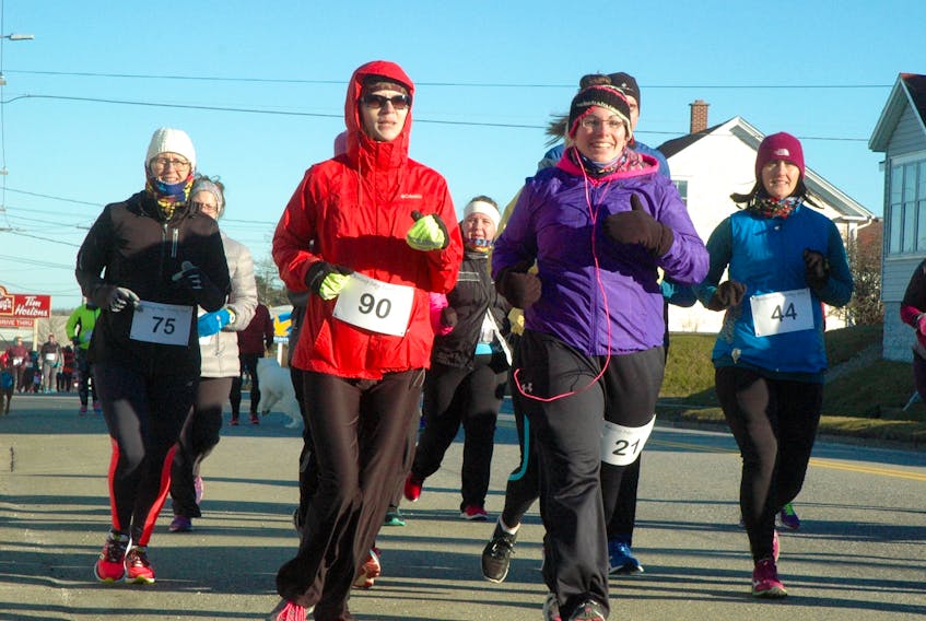 Some of the participants in the 2016 Boxing Day 5K in Yarmouth. The event has been held annually for almost a decade and will take place again Tuesday, Dec. 26. ERIC BOURQUE PHOTO