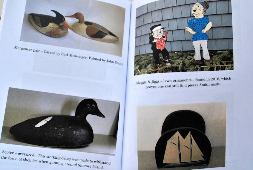 Some examples of John Smith’s work in the book about the late decoy carver and folk artist from Barrington written by Tom and Joan Stephenson. 
KATHY JOHNSON PHOTO