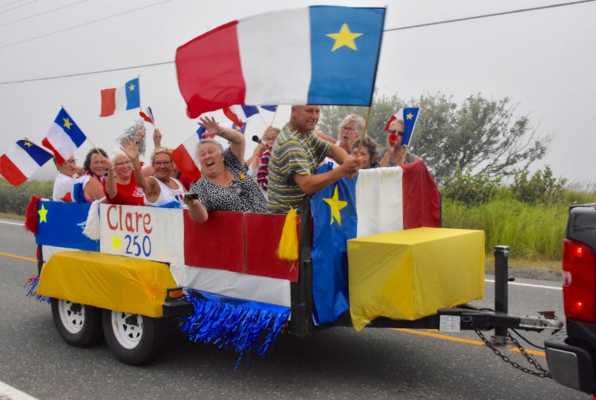 Acadian pride was on display in colour, sound and enthusiasm during the 2018 National Acadian Day Tintamarre in Clare on Aug. 15. TINA COMEAU PHOTO