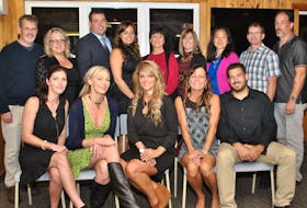 The recipients of the 2017 Shelburne County Community and Business Excellence Awards. From left, back row: Quent and Lisa Wickens, Simply Country Décor, Artisan Entrepreneur Award; Andrew and Jennie Huskilson, H M Huskilson’s Funeral Homes & Crematorium Ltd., Small Business of the Year; Terri Thomas, Smith & Watt Ltd., Large Business of the Year; and Shelley d’Eon, Regine Yang, David Swim and Kevin Smith, I Deveau Fisheries Ltd., Exporter of the Year. Front row: Alexandra Stoddard, Erin Swain, Della Newell, Cavell Stoddard and Adam Wolkins, Capt