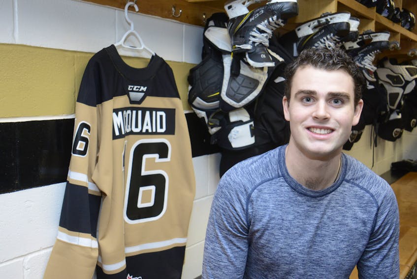 Chris McQuaid stopped by the Eastlink Centre for the first time as a member of the Charlottetown Islanders on Monday. He got home just after midnight from Gatineau, Que., where he was playing with the Olympiques.